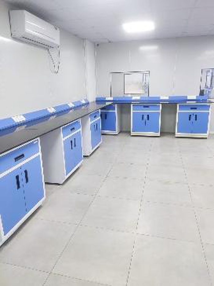 Blue modular laboratory workstations